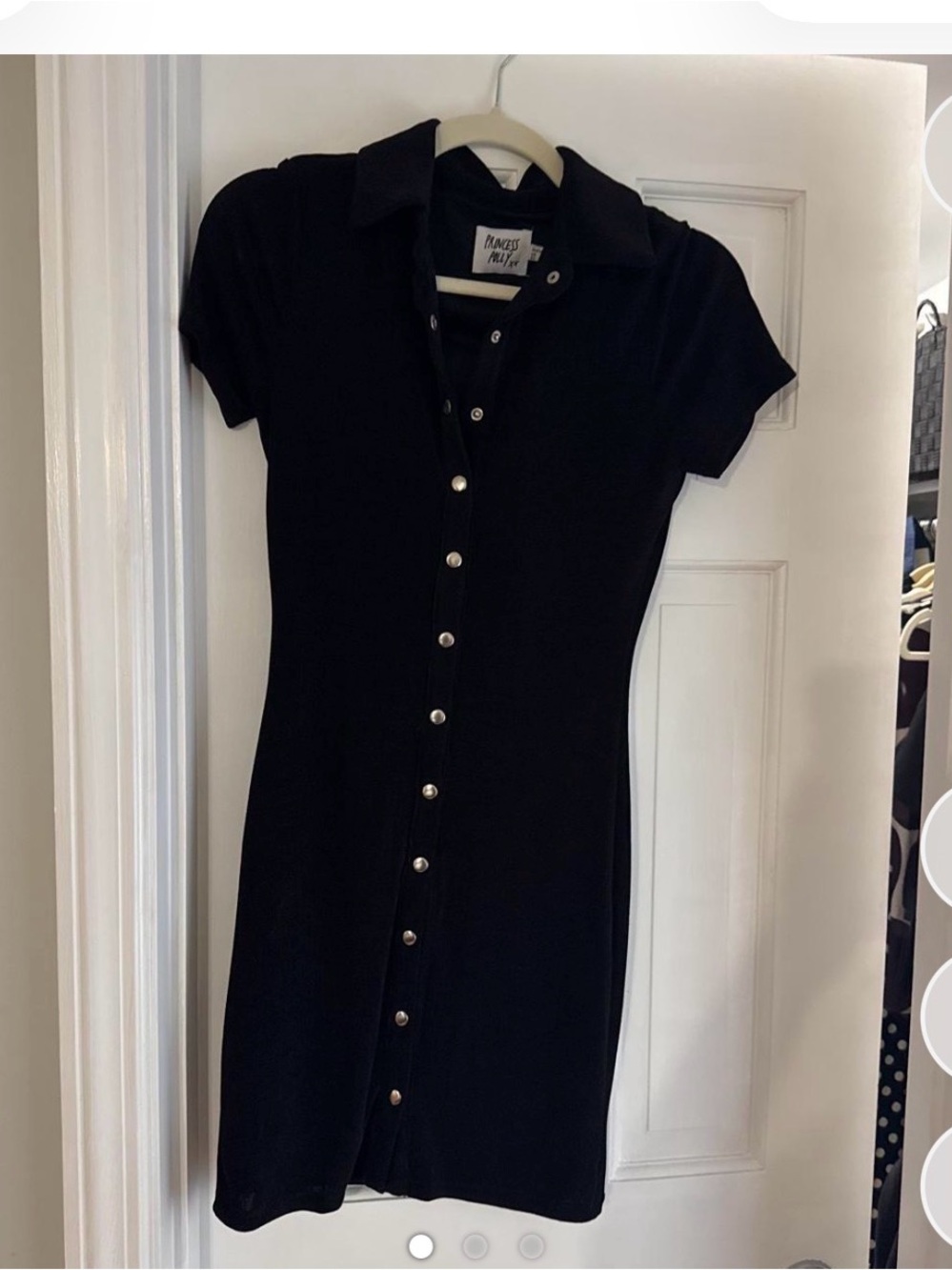 Princess Polly Black Polo Button-Front Mini Dress
